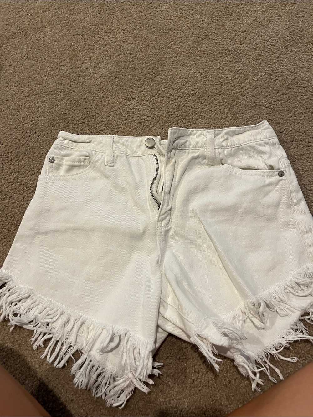 Habitual White Fringed Denim Shorts